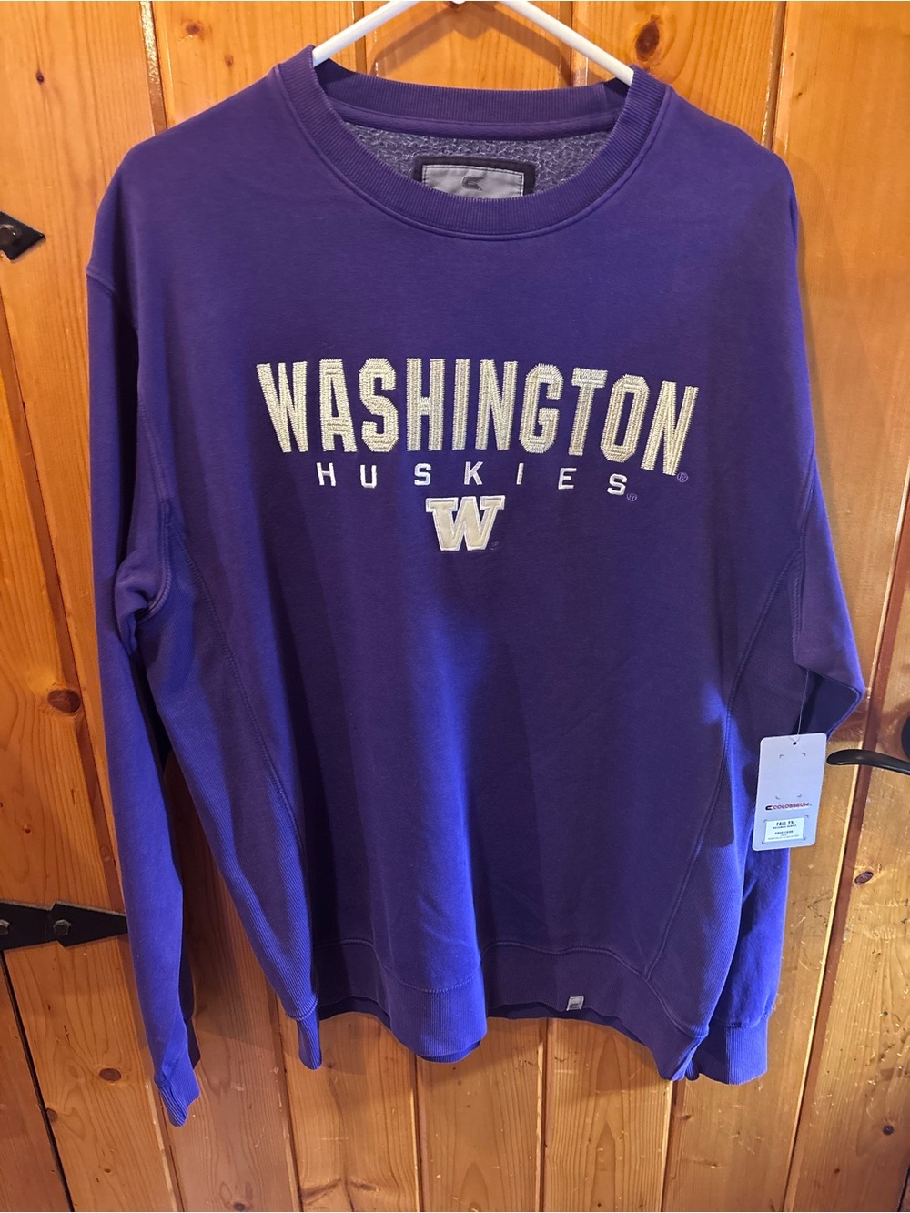 Washington Huskies Colosseum Purple Crew Neck Pullover Sweatshirt Mens Large NWT